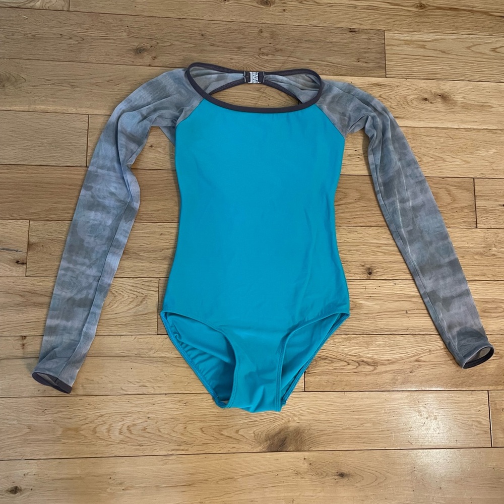 Eleve Leotard with Mesh Long Sleeves Small